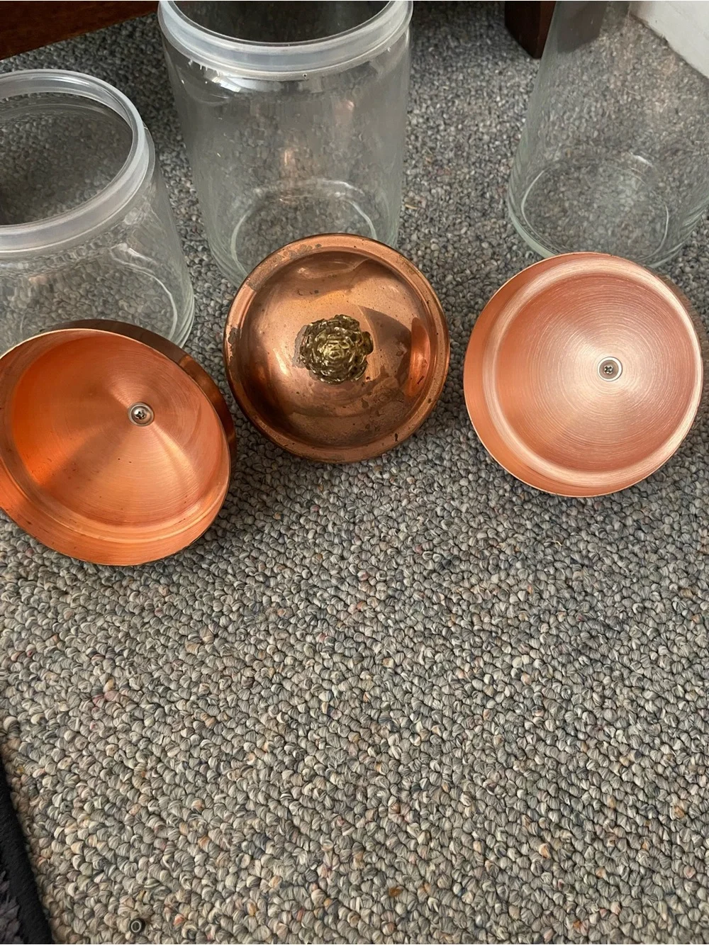 Ruffoni Italy Luxury 3-Piece Glass Canister Set with Solid Copper Lids